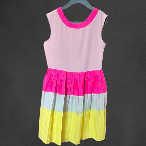 Color block Sleeveless Spring Easter TED BAKER Pleated Dress sz8 - Picture 1 of 7
